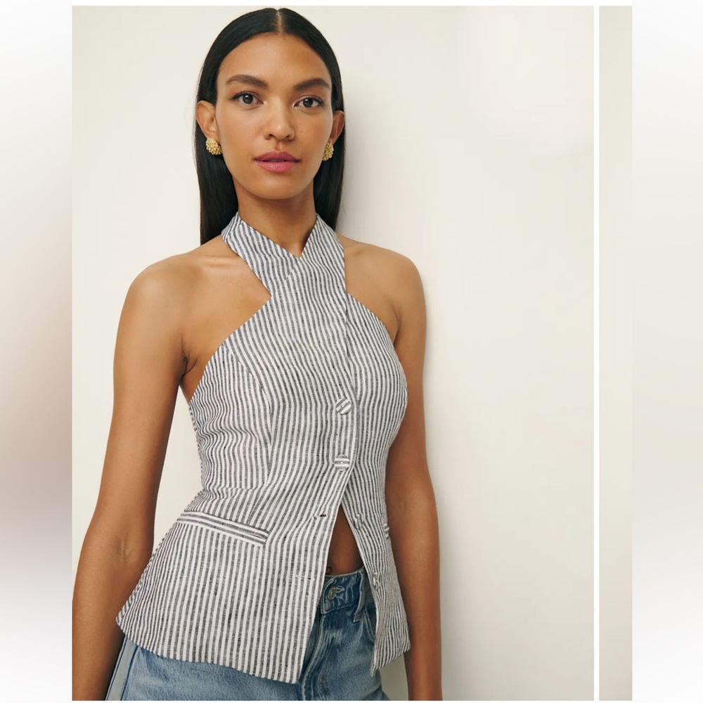 Reformation Tate Linen Top Ivory - Size 4